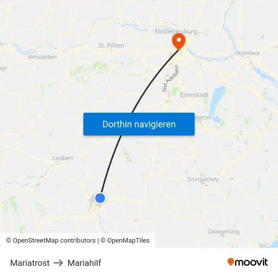 Mariatrost to Mariahilf map