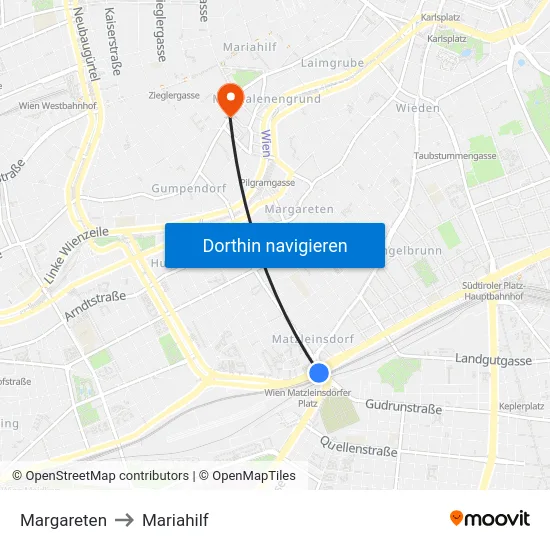 Margareten to Mariahilf map