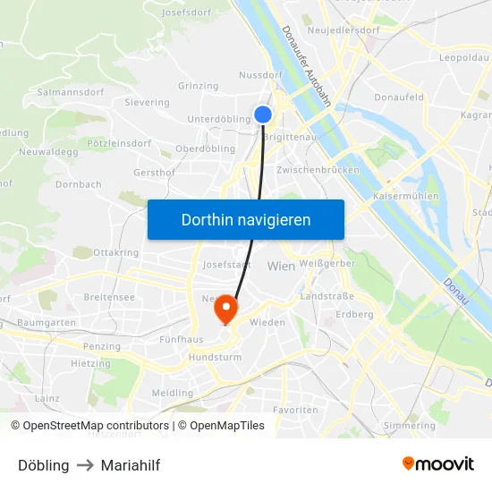 Döbling to Mariahilf map