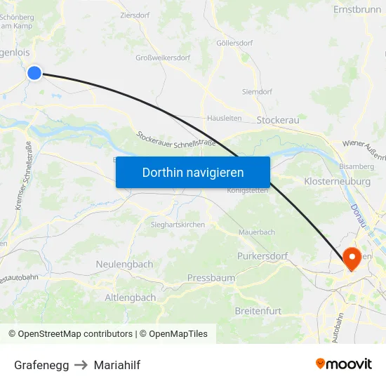 Grafenegg to Mariahilf map