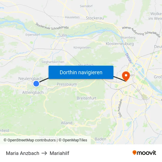 Maria Anzbach to Mariahilf map