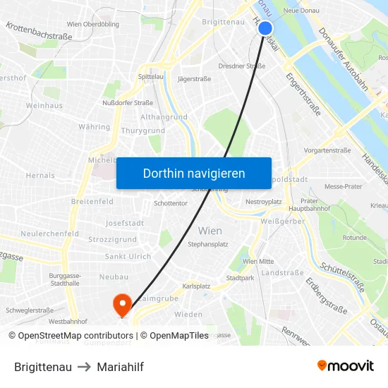 Brigittenau to Mariahilf map
