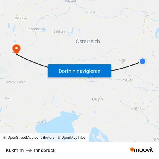 Kukmirn to Innsbruck map