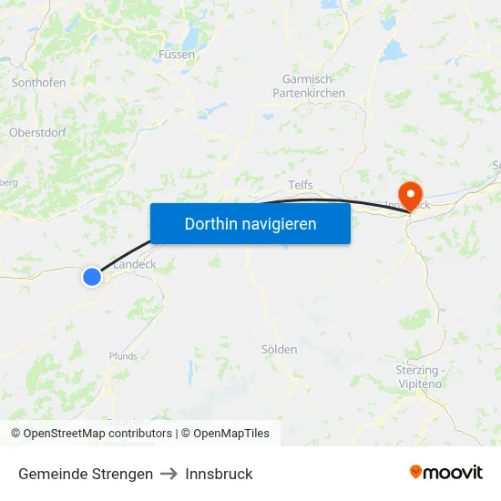 Gemeinde Strengen to Innsbruck map