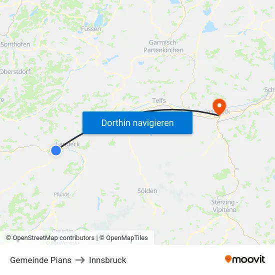 Gemeinde Pians to Innsbruck map