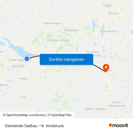 Gemeinde Gaißau to Innsbruck map