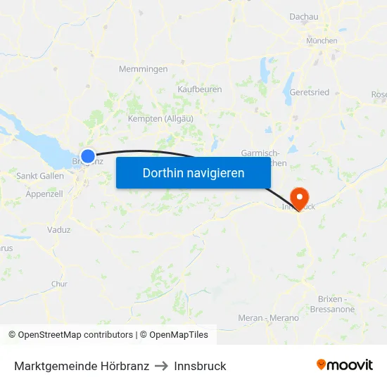 Marktgemeinde Hörbranz to Innsbruck map