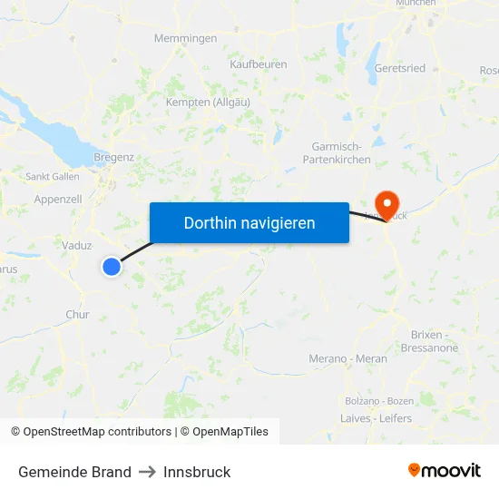 Gemeinde Brand to Innsbruck map