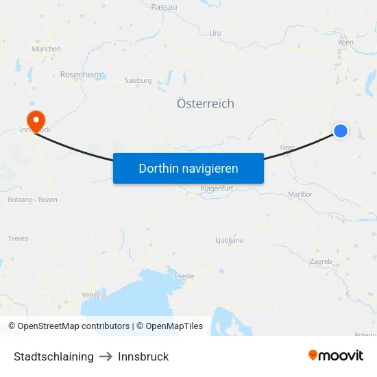 Stadtschlaining to Innsbruck map