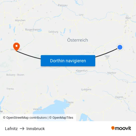 Lafnitz to Innsbruck map