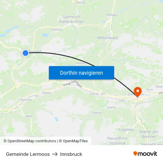 Gemeinde Lermoos to Innsbruck map