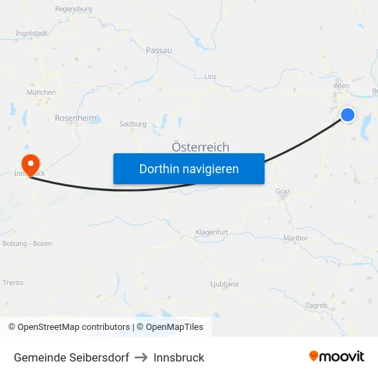 Gemeinde Seibersdorf to Innsbruck map