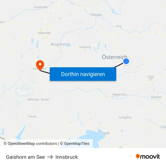 Gaishorn am See to Innsbruck map