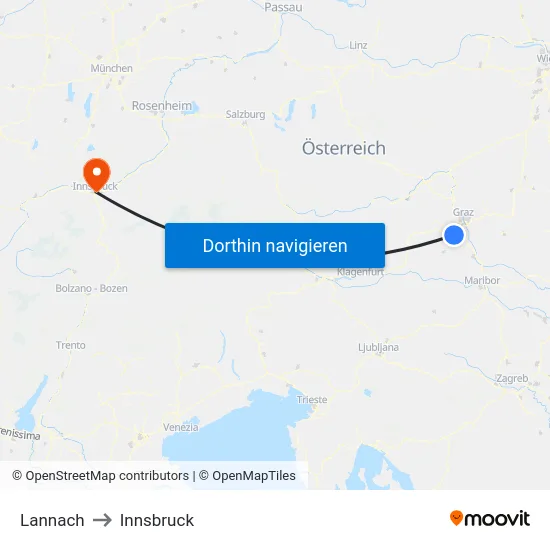 Lannach to Innsbruck map