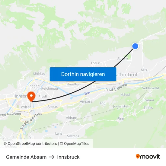 Gemeinde Absam to Innsbruck map