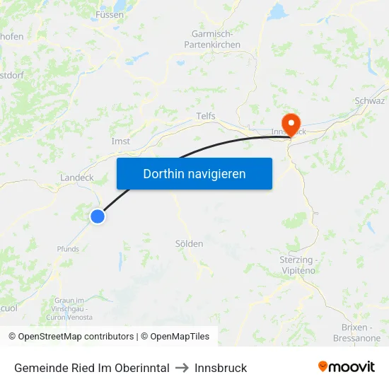 Gemeinde Ried Im Oberinntal to Innsbruck map