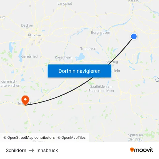 Schildorn to Innsbruck map
