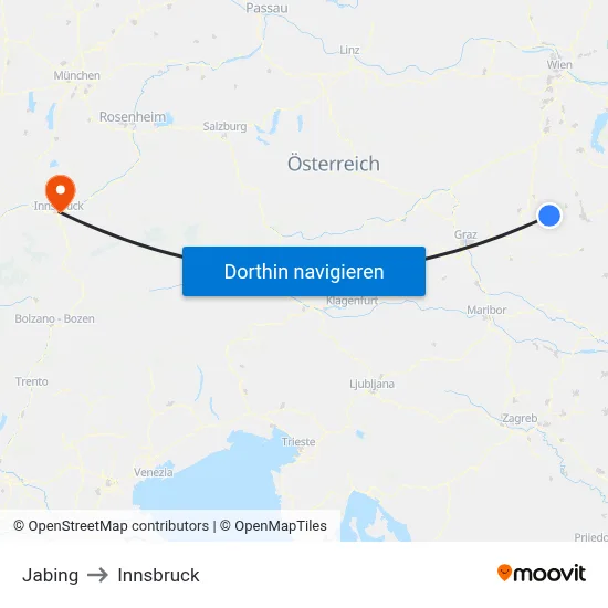 Jabing to Innsbruck map