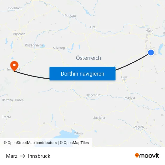 Marz to Innsbruck map