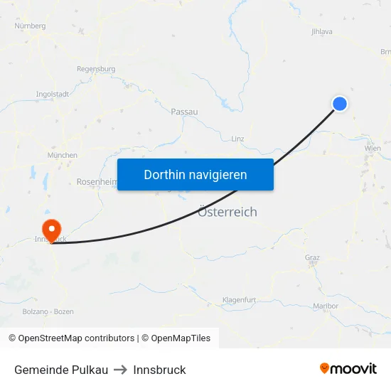Gemeinde Pulkau to Innsbruck map