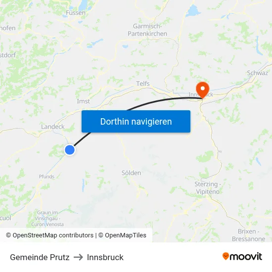 Gemeinde Prutz to Innsbruck map