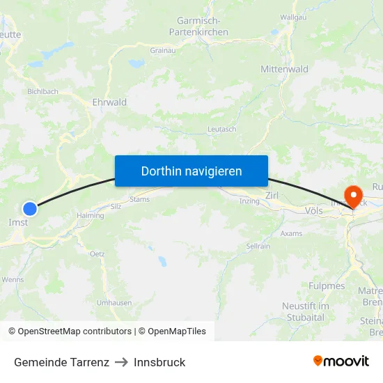 Gemeinde Tarrenz to Innsbruck map