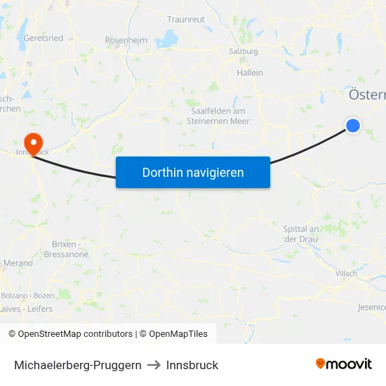 Michaelerberg-Pruggern to Innsbruck map