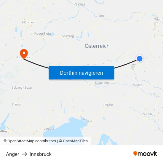 Anger to Innsbruck map
