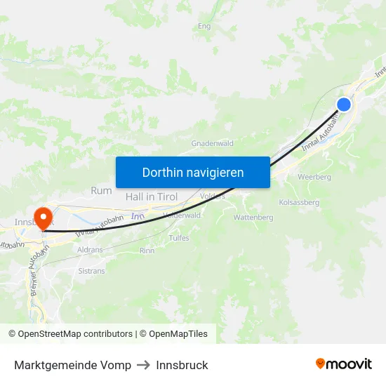 Marktgemeinde Vomp to Innsbruck map