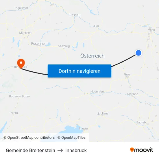 Gemeinde Breitenstein to Innsbruck map