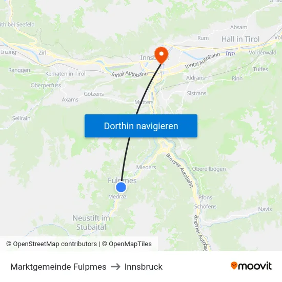 Marktgemeinde Fulpmes to Innsbruck map