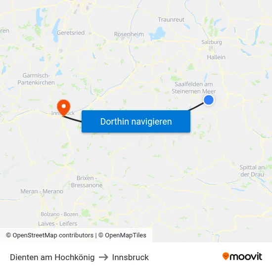 Dienten am Hochkönig to Innsbruck map