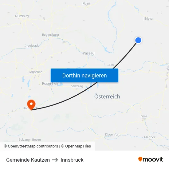 Gemeinde Kautzen to Innsbruck map