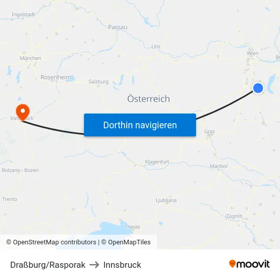 Draßburg/Rasporak to Innsbruck map