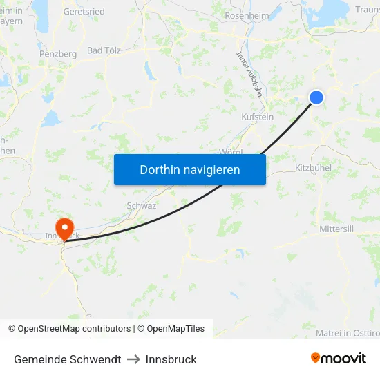 Gemeinde Schwendt to Innsbruck map