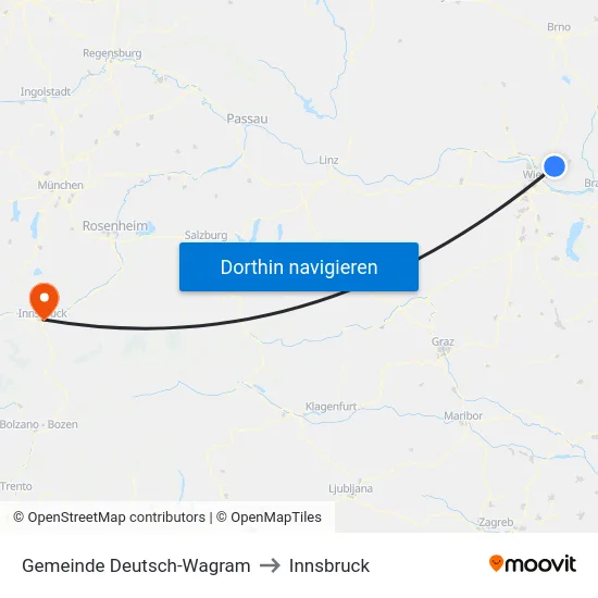 Gemeinde Deutsch-Wagram to Innsbruck map