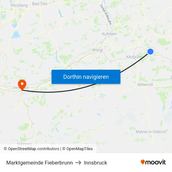 Marktgemeinde Fieberbrunn to Innsbruck map