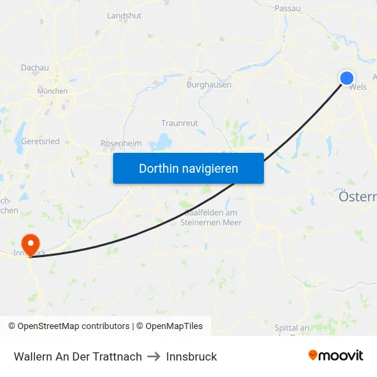 Wallern An Der Trattnach to Innsbruck map