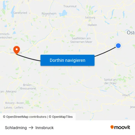 Schladming to Innsbruck map