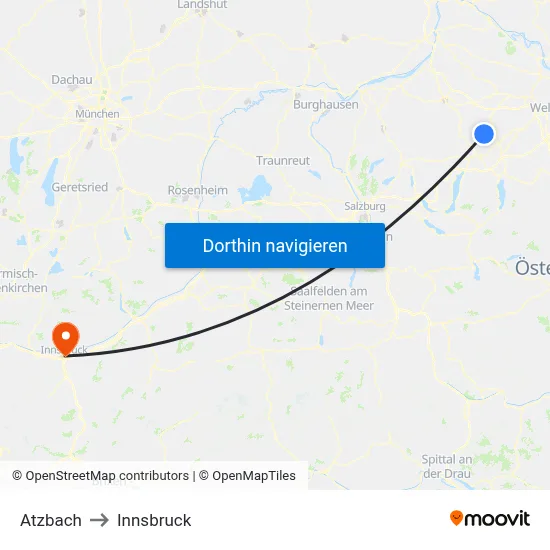 Atzbach to Innsbruck map
