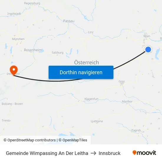 Gemeinde Wimpassing An Der Leitha to Innsbruck map