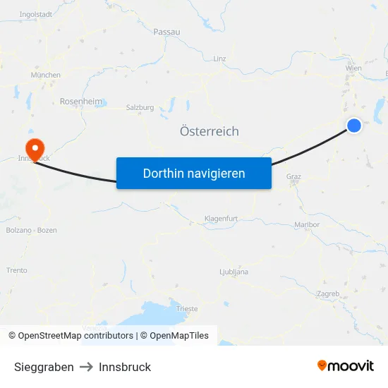 Sieggraben to Innsbruck map