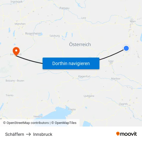 Schäffern to Innsbruck map