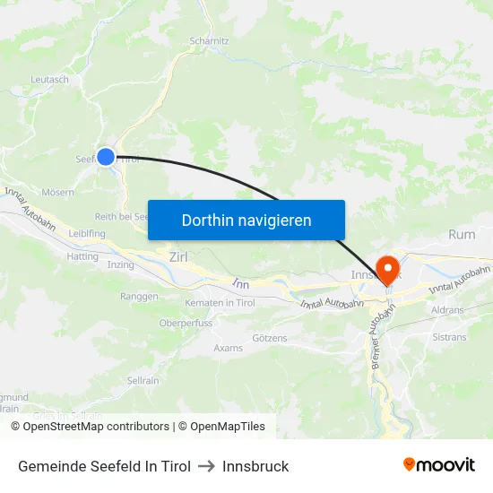 Gemeinde Seefeld In Tirol to Innsbruck map