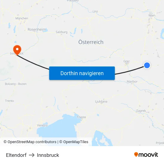 Eltendorf to Innsbruck map