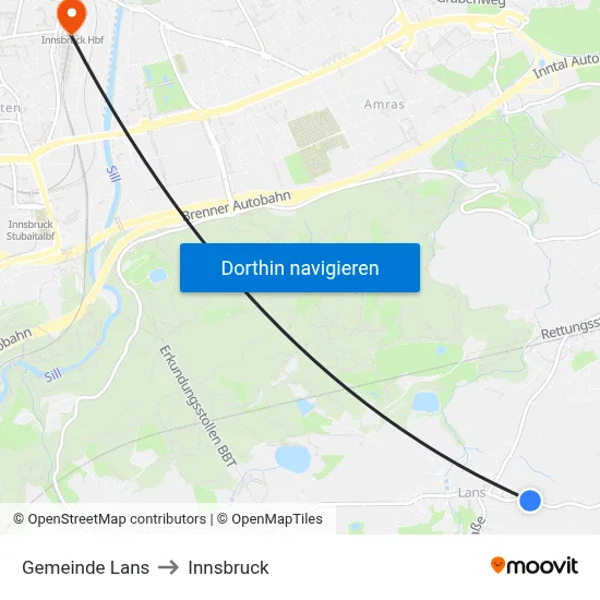 Gemeinde Lans to Innsbruck map