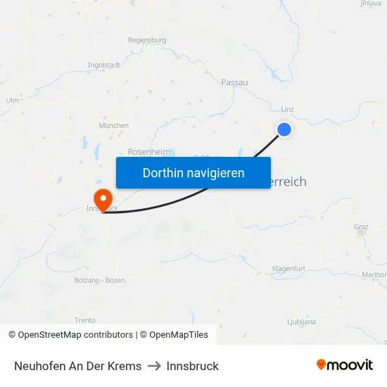 Neuhofen An Der Krems to Innsbruck map