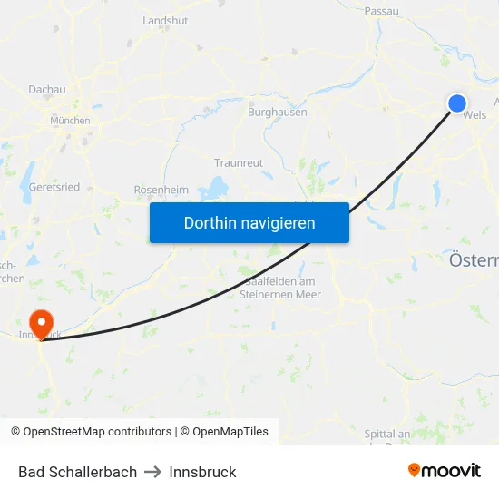 Bad Schallerbach to Innsbruck map