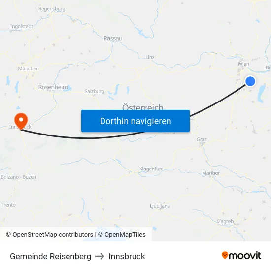 Gemeinde Reisenberg to Innsbruck map