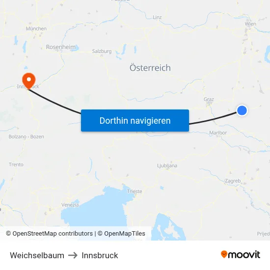 Weichselbaum to Innsbruck map